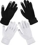 Geyoga 2 Pairs Women's Winter Touch Screen Gloves Soft Warm Fleece Lined Knit Elastic Cuff Winter Texting Gloves by TinyTreasures Baby Boutique