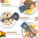 Kitchen Cooking Utensils Set, Non-Stick Spatula Set with Rotating Stand, 6 PCS Silicone Utensils Set for Cooking, 400°F Heat Resistant, Kitchen Gadgets with Nylon Handle & Stable Holder, Grey Blue by CozyNest Decor