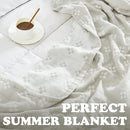 jinchan Boho 100% Cotton Blanket Muslin 50x60 Inches Lightweight 3-Layer Geometric Cross Pattern Reversible Quilt Throw Soft Breathable Comfy All Seasons for Couch Bed Decor, Light Grey by CozyNest Decor