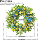 WANNA-CUL 24 Inch Spring Summer Carnation Wreaths for Front Door, Spring Front Door Wreath with Blue &Yellow Flowers Door Wreath with Pomegranates,Daisy for Wedding by CozyNest Decor