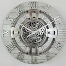 The Gears Clock Real Moving Gear Wall Clock England Line (White Farmhouse, 24 inches (60 cm)) by CozyNest Decor