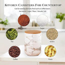 White Ceramic Canister Set with Wooden Lid, 3-Piece Food Storage Jars for Kitchen Counter, Storage Container for Sugar, Coffee, Tea, Spice by CozyNest Decor