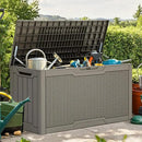 YITAHOME 80 Gallon Resin Deck Box, Weather Resistant Outdoor Rattan Storage Box, Lockable Indoor Outdoor Storage for Supplies and Essentials, Taupe by CozyNest Decor