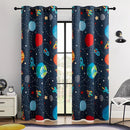 Kids Space Themed Blackout Curtains - 100% Blackout, Perfect for Bedroom and Nursery with Vibrant Cosmos Patterns, Noise Reduction, Thermal Insulated, 2 Panels (Space, W42×L84) by TinyTreasures Baby Boutique