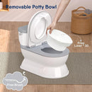 2-in-1 Toddler Potty Training Toilet - Larger Potty Chair & Detachable Training Seat for Boys & Girls Ages 1-3 with Flushing Sound, Wipes Storage, Toilet Paper Holder - Grey by TinyTreasures Baby Boutique