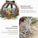 Christmas Door Wreath Lighted Xmas Wreaths - Walasis Winter Wreaths for Front Door Decor Outside Flocked Christmas Wreath Hanging with Lights for Wall by CozyNest Decor