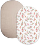 Bassinet Sheet for Baby Boy and Girl 2 Pack, Fitted Sheets for Rectangle, Oval, Hourglass Bassinet Mattress, Muslin Moses Basket Sheets with Neutral Style (Butterfly & Beige) by TinyTreasures Baby Boutique