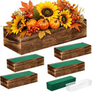 Dandat 5 Set Wood Boxes for Centerpieces Rectangle Wooden Planter Box Rustic Wood Planter with Removable Plastic Liner Floral Foam Blocks for Centerpieces Home Wedding Garden Decor (12x4 Inch) by GreenHaven Gardens
