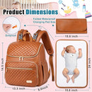 Weitars Diaper Bag Backpack Leather Baby Diaper Bag with Changing Pad Travel Diaper Backpack,Baby Bag for Mom,Stroller Straps,5 Insulated Pockets (Brown Leather) by TinyTreasures Baby Boutique
