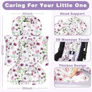 3-in-1 Infant Car Seat Insert, Soft Head and Body Support,Ultra & Strap Covers Set, Reversible Newborn Car Seat Cushion Pad for Baby Boy & Girl fits Stroller, Swing, Bouncer (Purple Flowers) by TinyTreasures Baby Boutique