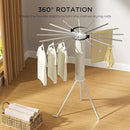 Tripod Clothes Drying Rack, Garment Rack Portable and Foldable Space Saving Laundry Drying Rack - Dryer Rack Clothing Floor Folding Balcony Bedroom Household (Silver(Aluminum), 16 rods) by CozyNest Decor