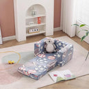 Toddler Chair Kids Couch, 2-in-1 Toddler Soft Sherpa Couch Fold Out Armchair Glow in The Dark with Removable Cover, Convertible Reading Chair Toddler Sofa for Kids, Football by CozyNest Decor