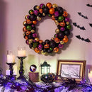 JORNOY 20inch Large Halloween Ball Wreath with Ghost & Pumpkin Accents - Seasonal Orange/Black Wall Hanging, Front Door, Mantel, Porch Decor for Home by CozyNest Decor