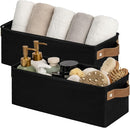 StorageWorks Narrow Storage Bins, Small Basket for Closet and Shelves, Fabric Organizer with Handles, Toilet Paper Storage, Black, 2-Pack by CozyNest Decor