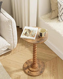 Masupu Round Side Table, Small End Table for Small Spaces, Pedestal Drink Table with Solid Wood Leg for Living Room, Bedroom, Corners(Rustic Brown) by CozyNest Decor