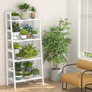 Homykic Bamboo White Bookshelf 4-Tier Ladder Shelf, 49.2” Freestanding Open Bookcase Book Shelf Bathroom Storage Shelf Unit Plant Stand for Small Space, Bedroom, Living Room, Home Office by CozyNest Decor