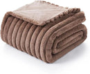 Amélie Home Faux Fur Throw Blanket for Couch, Cozy Fuzzy Fluffy Fur Luxurious Soft Striped Plush Gift Blankets for Family Sofa Chair Bed Living Room Bedroom, 55"x70", Brown by CozyNest Decor