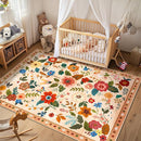 Floral 5x7 Area Rug Machine Washable Soft Print Boho Carpet Non Slip Doormat Low Pile Flower Area Rugs for Living Room Bedroom Nursery Kitchen Dining Room Indoor-Light Orange by TinyTreasures Baby Boutique