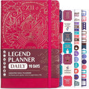 Legend Planner Daily for 3 Months – Undated Monthly Weekly & Daily Planner to Hit Goals. Organizer & Productivity Journal, A5 (Hot Pink) by TinyTreasures Baby Boutique