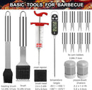 Grilljoy 24PCS BBQ Grill Tools Set with Meat Thermometer and Injector - Extra Thick Stainless Steel Fork, Spatula& Tongs - Complete BBQ Accessories in Aluminum Case - Perfect Grill Gifts for Men by GreenHaven Gardens