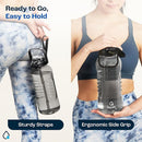 AQUAFIT 64 oz Water Bottle with Time Marker - 2in1 Straw & Chug Lid - BPA Free Big Water Bottle with Straw - Gym Water Bottle with Strap - Water Jug (64 Ounces, Blue) by CozyNest Decor