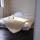 Maetoow Chenille Chunky Knit Blanket Throw （50×60 Inch）, Handmade Warm & Cozy Blanket Couch, Bed, Home Decor, Soft Breathable Fleece Banket, Christmas Thick and Giant Yarn Throws，Cream by CozyNest Decor