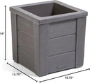 Step2 Lakewood Square Planter, Large Planters for Outdoor Plants, Gardening and Flower Pot for Patio or Porch, Efficient Drainage, Durable Plastic, Dark Cedar, 1-Pack