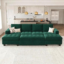 Belffin Modular Sectional Sleeper Sofa with Pull Out Bed Velvet Convertible U Shaped Sectional Sofa Couch with Storage Chaises for Living Room Green by CozyNest Decor
