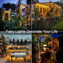 YEGUO Solar Fairy Lights Outdoor Waterproof, 4 Packs Each 33ft 100 LED String Lights Warm White, 8 Modes Silver Wire Twinkle Lights by GreenHaven Gardens