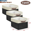 SIMPLE HOUSEWARE Large Fabric Storage Bin, 15" x 11" with Leather Like Handles, 3 Pack, Black by CozyNest Decor