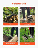 VEVOR Broad Fork, 5-Tine Pitchfork with Dual Fiberglass Handles, Heavy Duty Garden Fork, Ergonomic U-Shaped Design Broadfork Hand Tiller, Gardening Tool for Composting Transplanting Aeration