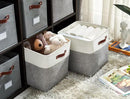 DECOMOMO Storage Cubes, 11x11 Cube Storage Bins, Baskets for Shelves (Grey & White, Cube 11" - 4 Pack) by CozyNest Decor