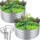 FORTUNO High Round Galvanized Raised Garden Bed Kit Box Dia 3 x H 1.5Ft (2 Pack) Metal Outdoor Flower Bed Steel Patio Ground Planter for Planting Vegetables and Herb, Silver by GreenHaven Gardens