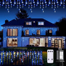 JMEXSUSS Blue&White Icicle Lights Indoor Outdoor, 38.8FT 400 LED Icicle Christmas Lights for Outside, Icicle String Lights with Remote for House Bedroom Fireplace Birthday Party Christmas Decorations by GreenHaven Gardens