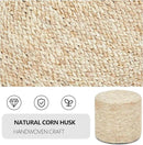 Wimarsbon 18'' Ottoman Pouf, Natural Braided Poof, Rustic Handweave Lounge Pouffe, Boho Footrest Stool for Bedroom, Accent Table or Seat for Living Room (Natural Corn Husk) by CozyNest Decor