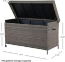 Grand patio 170 Gallon Deck Storage Box Deck Box Outdoor Storage Box Indoor Wicker Storage Bin Patio Storage Box for Patio Furniture Cushions Garden Tools Pool Accessories, Light Brown by GreenHaven Gardens