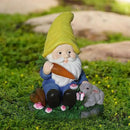 Solar Garden Outdoor Statues Gnome Feeding Rabbit with 6 LED Solar Figurine for Lawn,Patio,Balcony,Yard Decor Unique Housewarming Gift, for Grandfather, Father,Grandma by CozyNest Decor