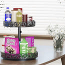 Two Tier Lazy Susan Organizer Turntable Height Adjustable, 2 Tier Lazy Susan 12 Inch Metal Easy Assembly, Spice Rack Organizer Rotating for Cabinet Dining Table Top Kitchen Countertop Black by CozyNest Decor