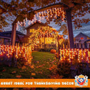 JMEXSUSS Orange Lights for Thanksgiving, 400 LED Orange Icicle Lights Outdoor, 8 Modes Orange Lights with 80 Drops Thanksgiving String Lights Plug in for Fireplace Indoor House Roof Outdoor Holiday by GreenHaven Gardens