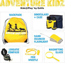 Adventure Kidz Outdoor Exploration Kit, Children’s Binoculars, Flashlight, Compass, Fox Whistle, Magnifying Glass, Backpack. Great Gift Set for STEM, Pretend Play, Ages 3+ Boys Girls by TinyTreasures Baby Boutique