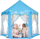 Monobeach Princess Tent Girls Large Playhouse Kids Castle Play Tent with Star Lights Toy for Children Indoor and Outdoor Games, 55'' x 53'' (DxH) (Blue Prinecss Tent with Little Star Lights) by TinyTreasures Baby Boutique