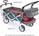 Creative Outdoor Wagon for Kids Push Pull Collapsible Stroller Folding Cart | Silver Series | Beach Park Garden & Tailgate | Teal by GreenHaven Gardens