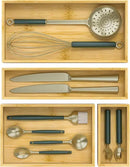 Silverware Bamboo Drawer Organizer Tray, 4 PCS Kitchen Drawer Organizer Storage for Utensil Cutlery, Bathroom, Office Desk, Makeup by CozyNest Decor