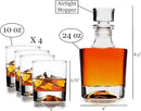 Whiskey Decanter Glasses Gift Set - 4 Whiskey Glasses - Airtight Stopper for Wine, Bourbon, Brandy, Juice, Water - Decanter Sets For Men Christmas Gifts for Dad Boyfriend Husband Him - Bezrat by CozyNest Decor