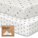KeaBabies 2-Pack Organic Crib Sheets for Boys, Girls - 52x28 Fitted Crib Mattress Sheet Neutral, Breathable Jersey Cotton Cover for Baby Bed, Toddler Mattress, Soft & Cute Prints (Cosmo) by TinyTreasures Baby Boutique