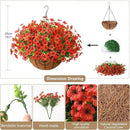 Artificial Faux Hanging Plants Flowers Basket Outdoor Porch Garden Spring Decoration, Fake Silk Daisy in Planter Realistic UV Resistant for Outside Home Patio Balcony Yard(Red) by GreenHaven Gardens