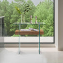 ivinta Glass Console Table with Storage, 31.5'' Modern Narrow Entryway Table for Small Space with Natural Wood Shelves for Living Room, Hallway, Foyer, Bedroom 5103 (Natural) by CozyNest Decor