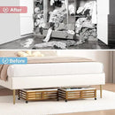 Under Bed Storage Containers With Wheels - 2 Pcs Bamboo Wood Rolling Underbed Shoe Storage Bins With Dust Bags for Clothes Blankets, Duvet Covers Snacks Toys (Walnut) by CozyNest Decor