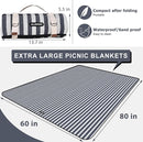 Picnic Blankets 80" x 60" Extra Large Outdoor Blanket Sand Free Foldable with Carry Strap for Beach, Camping, Park Grass, Hiking, Travel, Concerts, Indoors by TinyTreasures Baby Boutique