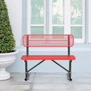 4/6/8 Feet Park Bench for Outside Heavy Duty Metal, Garden Benches Outdoor Bench with Backrest & Portable Frame, for Shopping Malls Stores Parks Patios Decks, Red by GreenHaven Gardens